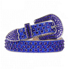 Sparkle Rhinestone for Men Women Western Cowboy Blue Stone Crystal Studded Belt Strap for Jeans, Ideal Choice for Gifts