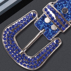 Sparkle Rhinestone for Men Women Western Cowboy Blue Stone Crystal Studded Belt Strap for Jeans, Ideal Choice for Gifts