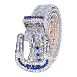 Sparkle Rhinestone for Men Women Western Cowboy Silver Stone Crystal Studded Belt Strap for Jeans, Ideal Choice for Gifts