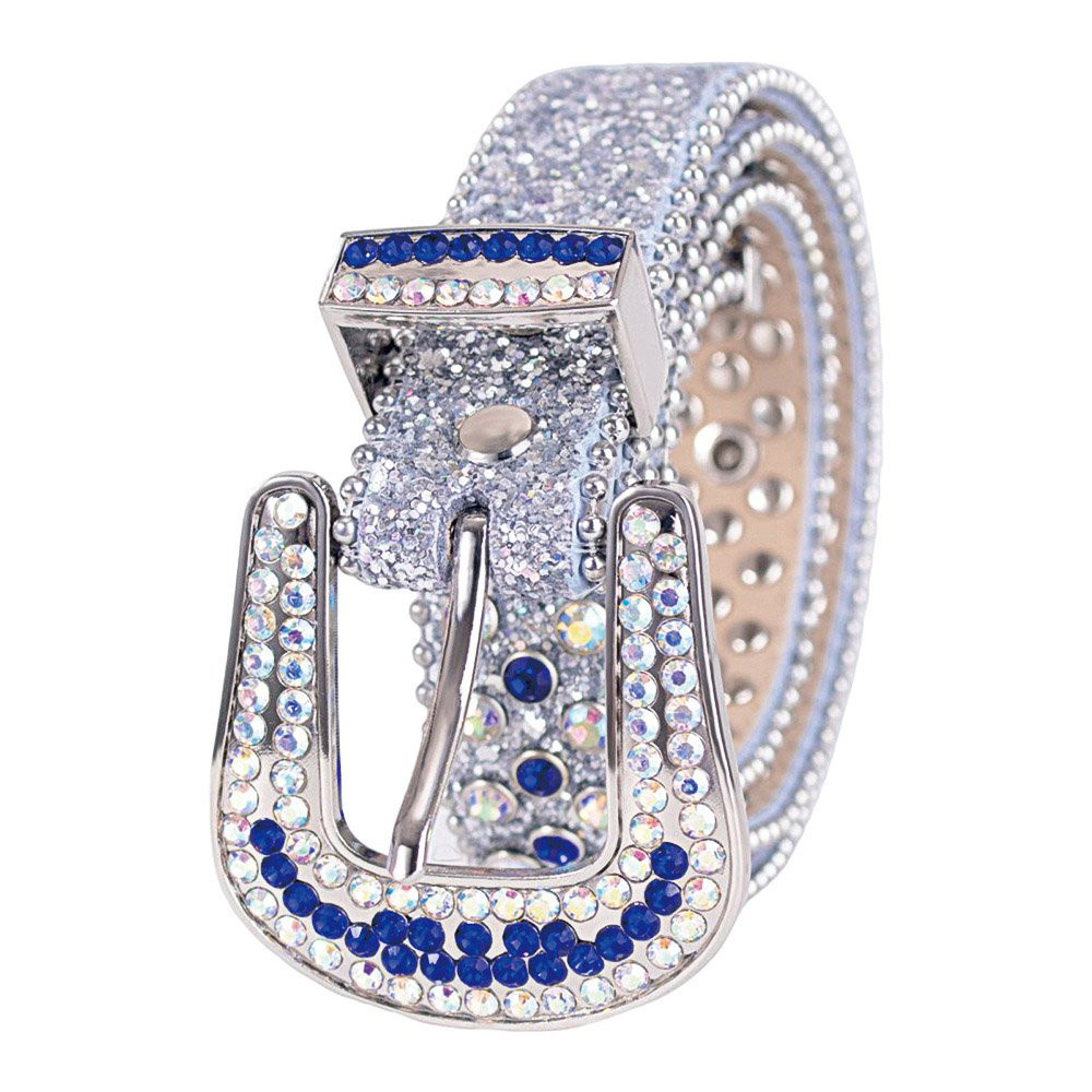 Sparkle Rhinestone for Men Women Western Cowboy Silver Stone Crystal Studded Belt Strap for Jeans, Ideal Choice for Gifts