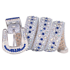 Sparkle Rhinestone for Men Women Western Cowboy Silver Stone Crystal Studded Belt Strap for Jeans, Ideal Choice for Gifts