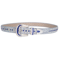 Sparkle Rhinestone for Men Women Western Cowboy Silver Stone Crystal Studded Belt Strap for Jeans, Ideal Choice for Gifts
