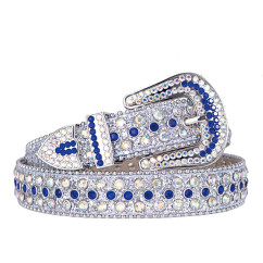 Sparkle Rhinestone for Men Women Western Cowboy Silver Stone Crystal Studded Belt Strap for Jeans, Ideal Choice for Gifts