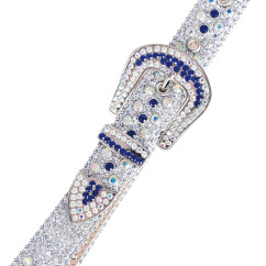 Sparkle Rhinestone for Men Women Western Cowboy Silver Stone Crystal Studded Belt Strap for Jeans, Ideal Choice for Gifts