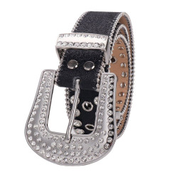 Sparkle Rhinestone for Men Women Western Cowboy Silver Stone Crystal Studded Belt Strap for Jeans, Ideal Choice for Gifts
