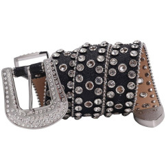 Sparkle Rhinestone for Men Women Western Cowboy Silver Stone Crystal Studded Belt Strap for Jeans, Ideal Choice for Gifts