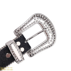 Sparkle Rhinestone for Men Women Western Cowboy Silver Stone Crystal Studded Belt Strap for Jeans, Ideal Choice for Gifts