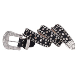 Sparkle Rhinestone for Men Women Western Cowboy Silver Stone Crystal Studded Belt Strap for Jeans, Ideal Choice for Gifts