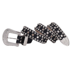 Sparkle Rhinestone for Men Women Western Cowboy Silver Stone Crystal Studded Belt Strap for Jeans, Ideal Choice for Gifts