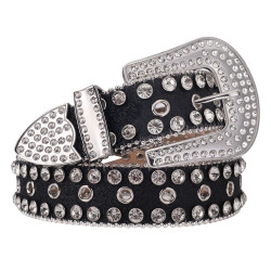 Sparkle Rhinestone for Men Women Western Cowboy Silver Stone Crystal Studded Belt Strap for Jeans, Ideal Choice for Gifts