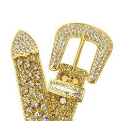 Sparkle Rhinestone for Men Women Western Cowboy Gold Stone Crystal Studded Belt Strap for Jeans, Ideal Choice for Gifts