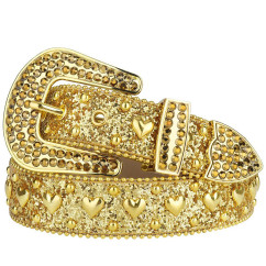 Sparkle Rhinestone for Men Women Western Cowboy Gold Stone Crystal Studded Belt Strap for Jeans, Ideal Choice for Gifts
