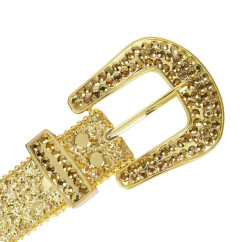Sparkle Rhinestone for Men Women Western Cowboy Gold Stone Crystal Studded Belt Strap for Jeans, Ideal Choice for Gifts