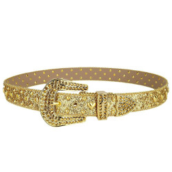 Sparkle Rhinestone for Men Women Western Cowboy Gold Stone Crystal Studded Belt Strap for Jeans, Ideal Choice for Gifts