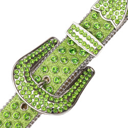 Sparkle Rhinestone for Men Women Western Cowboy Green Stone Crystal Studded Belt Strap for Jeans, Ideal Choice for Gifts