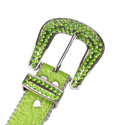 Sparkle Rhinestone for Men Women Western Cowboy Green Stone Crystal Studded Belt Strap for Jeans, Ideal Choice for Gifts