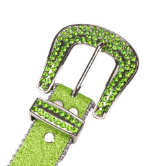 Sparkle Rhinestone for Men Women Western Cowboy Green Stone Crystal Studded Belt Strap for Jeans, Ideal Choice for Gifts
