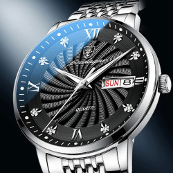 Luxury Brand Man Watch Waterproof Luminous Date Week Men's Quartz Wristwatch Stainless Steel Fashion Sports Men