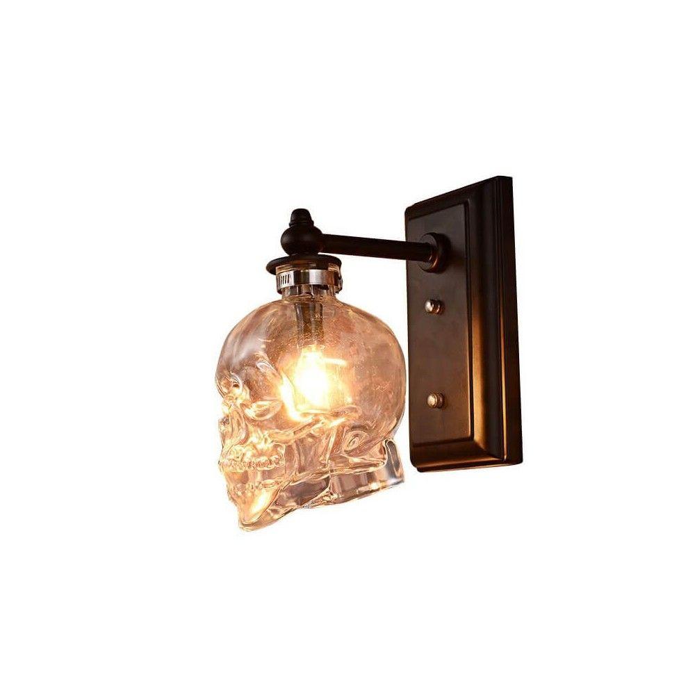 32 American Loft Clear Glass Skull Bar Club Wall Lamps, Industrial Loft Retro Balcony Wall Lights oovov.com img 1