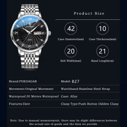 Luxury Brand Man Watch Waterproof Luminous Date Week Men's Quartz Wristwatch Stainless Steel Fashion Sports Men