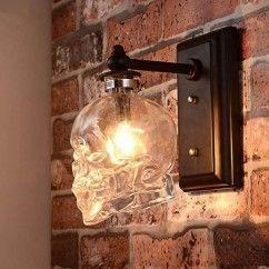 32 American Loft Clear Glass Skull Bar Club Wall Lamps, Industrial Loft Retro Balcony Wall Lights oovov.com img 2