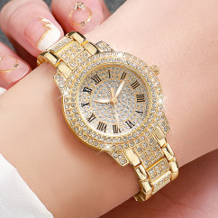 Hip Hop Quartz Watch Women Lady Iced Out Gold Watches Luxury Female Clock Fashion Quartz Watch for Women