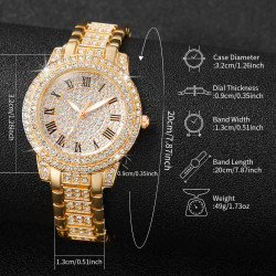 Hip Hop Quartz Watch Women Lady Iced Out Gold Watches Luxury Female Clock Fashion Quartz Watch for Women
