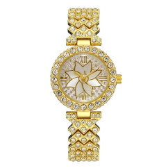 Elegant With Bracelet Gypsophila Watch Bling Bling Alloy Flower Diamond Watch Rose Gold Quartz Watch