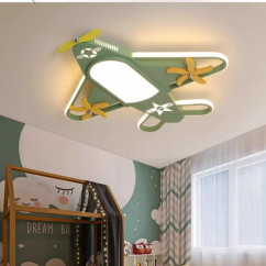 Modern Creative LED Grey/Green Airplane Aluminium Ceiling Lights Children's Bedroom Study Living Room Restaurant Hanging Lamps