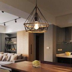 45 Industrial Black Diamond Frame Restaurant Pendant Light Vintage Hanging Lamp Suspension Fixtures oovov.com img 8