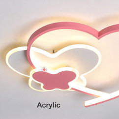 LED Iron Heart Butterfly Bedroom Ceiling Lamps Dining Room Children's Room Ceiling Lighting Fixtures