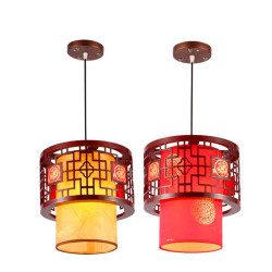 Chinese Antique Wood Chandelier Bar Hot Pot Hotel Art Llantern Restaurant Tea House Retro Sheepskin Lamps