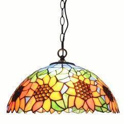 47 Tiffany Sunflower Living Room Pendant Lamps Mediterranean Dining Room Bar Counter Drop Lights oovov.com img 1