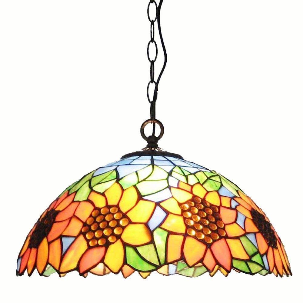 47 Tiffany Sunflower Living Room Pendant Lamps Mediterranean Dining Room Bar Counter Drop Lights oovov.com img 1