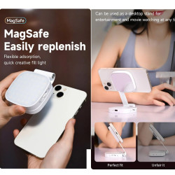 360° Rotation Magnetic Phone Selfie Light 3 Color Retractable adjustment Mobile Phone Fill Light with Makeup Mirror Dimmable