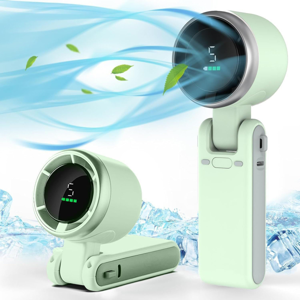 Foldable Digital Display USB Rechargeable Handheld Fan Portable Silent Mini Desktop Fan For Home Office Travel