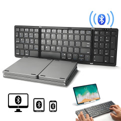 Folding Wireless Keyboard Mini Bluetooth Keyboard For Windows Android IOS Travel Computer Multi-Function Button Numeric Keypad