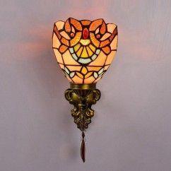 19 Tiffany Alloy Resin Bedroom Bedside Wall Lamp, Staircase Tawny Crystal Wall Lights oovov.com img 2