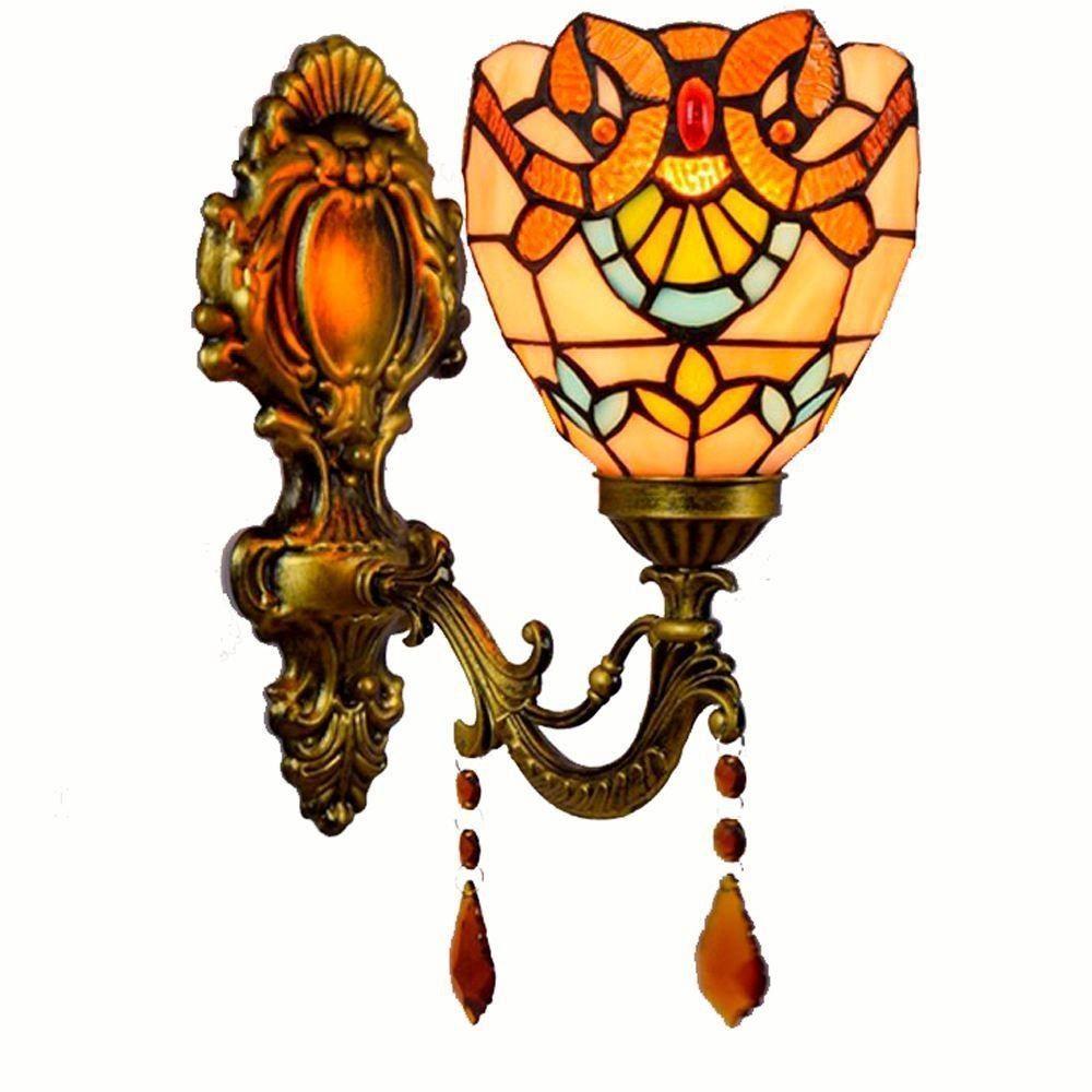 19 Tiffany Alloy Resin Bedroom Bedside Wall Lamp, Staircase Tawny Crystal Wall Lights oovov.com img 1