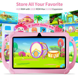 7 Inch Kids Tablet with Cartoon Proof Case WiFi Google Learning Education Tablet PC 4GB RAM 32GB ROM