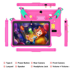 Kids Tablet 7 Inch Android 13 4GB (2+2 VIRTUAL) RAM 32GB ROM WiFi Bluetooth Children Software Installed with Lanyard
