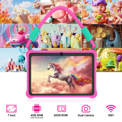 Kids Tablet 7 Inch Android 13 4GB (2+2 VIRTUAL) RAM 32GB ROM WiFi Bluetooth Children Software Installed with Lanyard