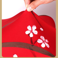 Chinese Lantern Dining Room Pendant Light Fabric Painting UFO Restaurant Hanging Lamp