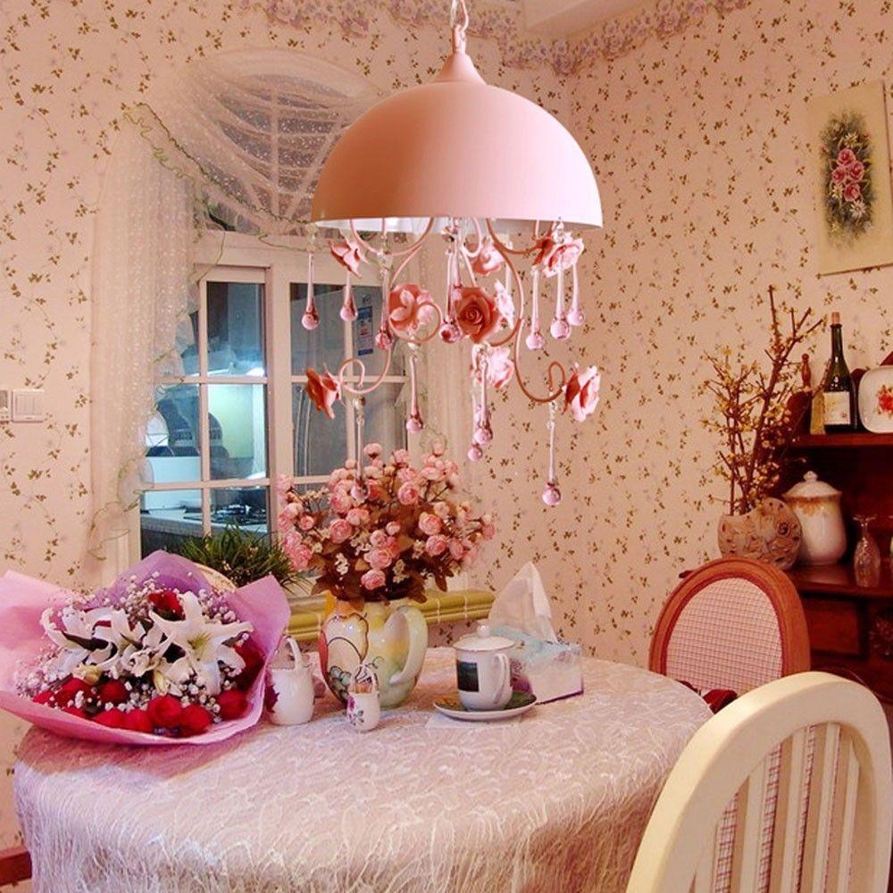 Crystal Corridor Pendant Light Pink Flower Hallway Pendant Lighting for Princess Room Corridor img 4