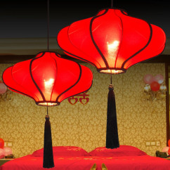 Chinese Lantern Dining Room Pendant Light Fabric Solid UFO Restaurant Hanging Lamp