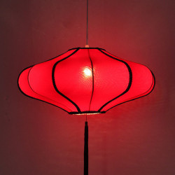 Chinese Lantern Dining Room Pendant Light Fabric Solid UFO Restaurant Hanging Lamp