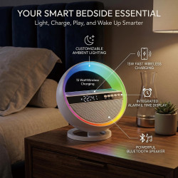 6-in-1 LED Alarm Clock | Pxujoqecg | Bluetooth Speaker &amp; Charger