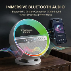 6-in-1 LED Alarm Clock | Pxujoqecg | Bluetooth Speaker &amp; Charger
