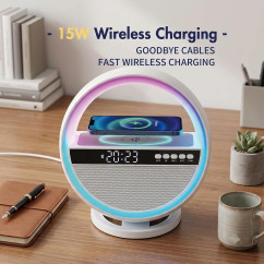 6-in-1 LED Alarm Clock | Pxujoqecg | Bluetooth Speaker &amp; Charger