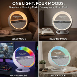 6-in-1 LED Alarm Clock | Pxujoqecg | Bluetooth Speaker &amp; Charger